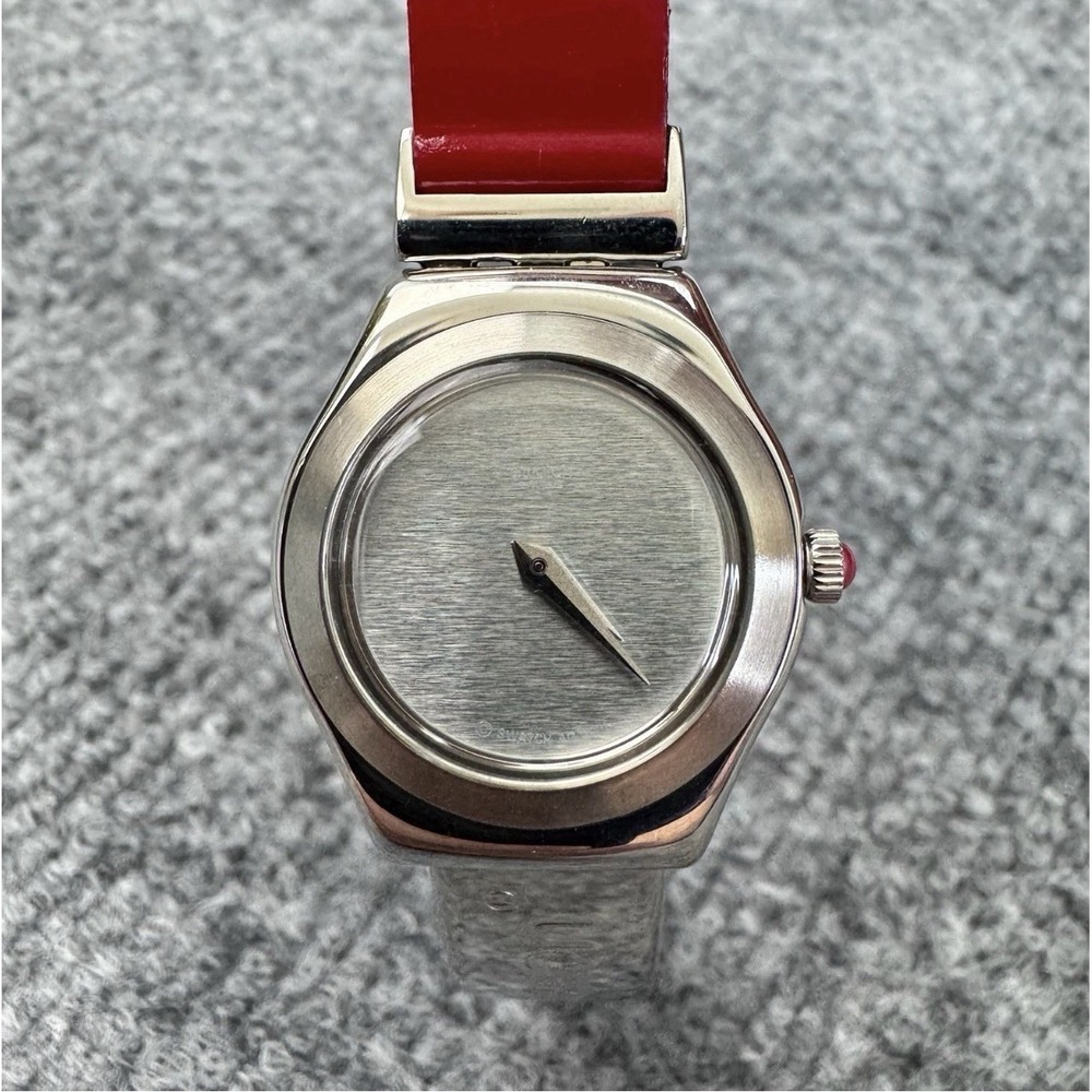 Vintage Swatch Watch "Irony Big Medium Lady, Lady‎ Nabab"  Red Leather Band Read